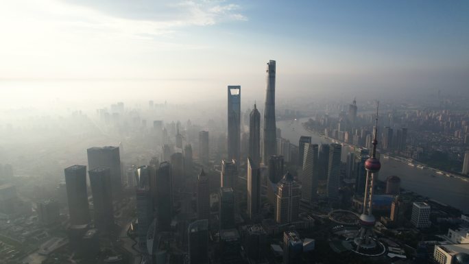 上海天际线鸟瞰图环球中心
