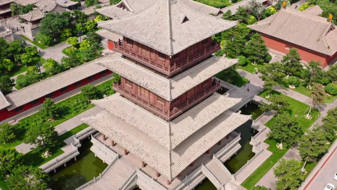 山西大同华严寺古建筑航拍