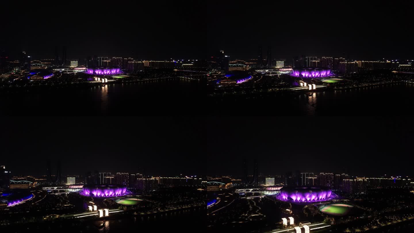 杭州奥林匹克体育中心夜景全景