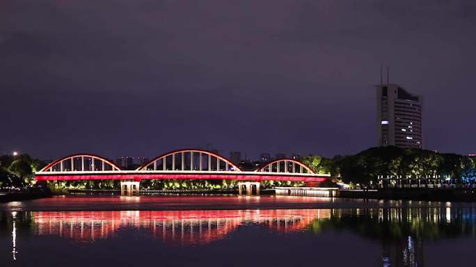 义乌江边城市夜景风光
