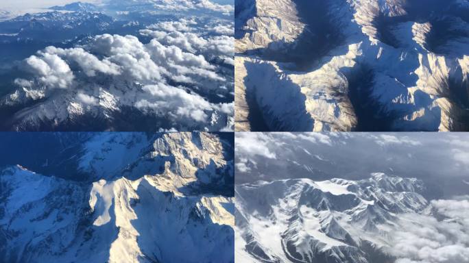 青藏高原 喜马拉雅山脉 雪山高空航拍