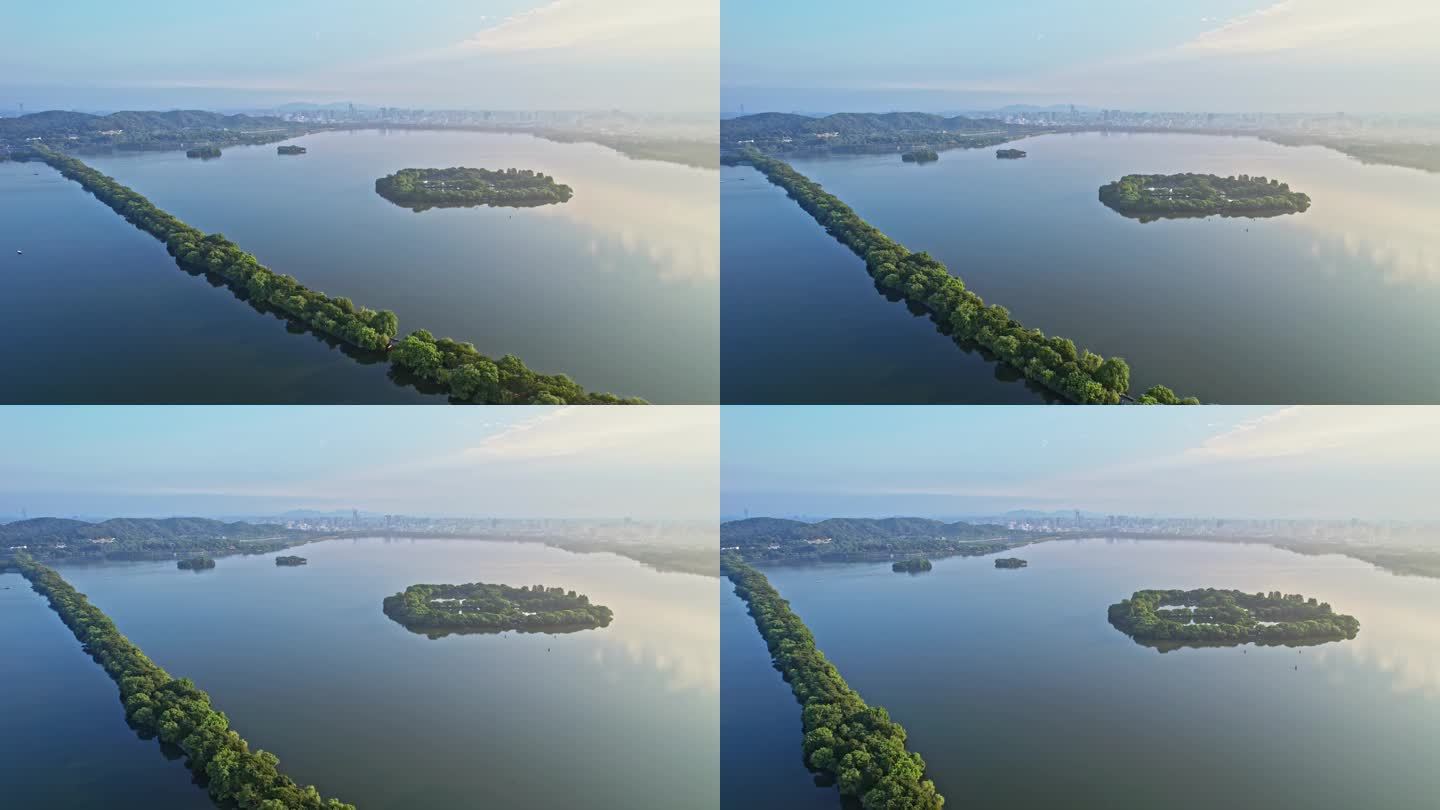 航拍杭州西湖苏堤