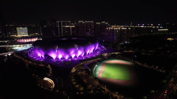杭州奥林匹克体育中心夜景环绕