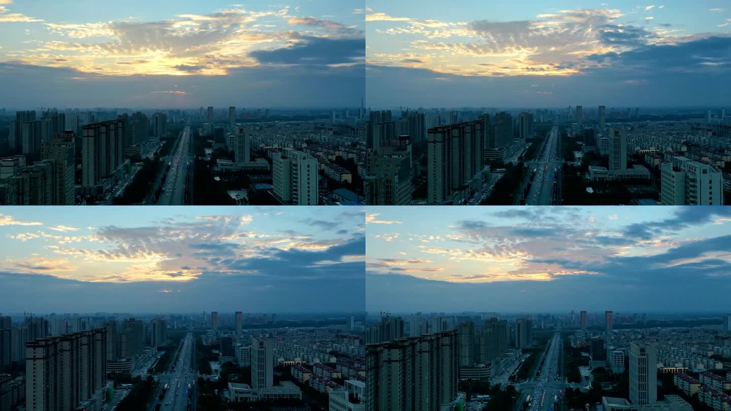 枣庄新城光明路无人机延时空中摄影