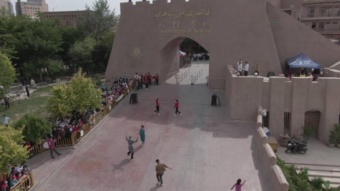 喀什古城 节日航拍