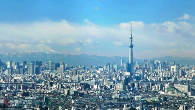 日本东京塔的延时城市景观