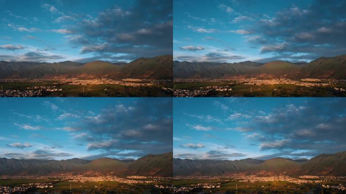 苍山脚下乡镇田野航拍