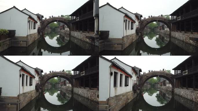 运河穿过中国江苏省的古镇
