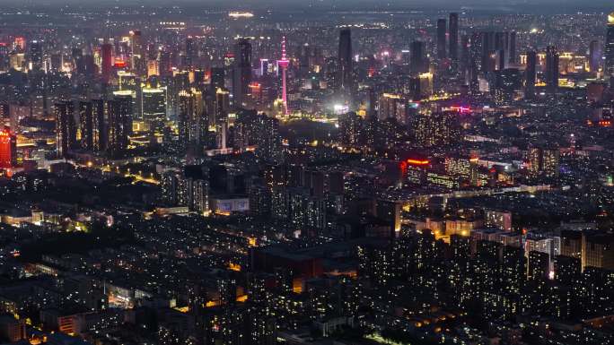 沈阳青年大街全景夜景航拍