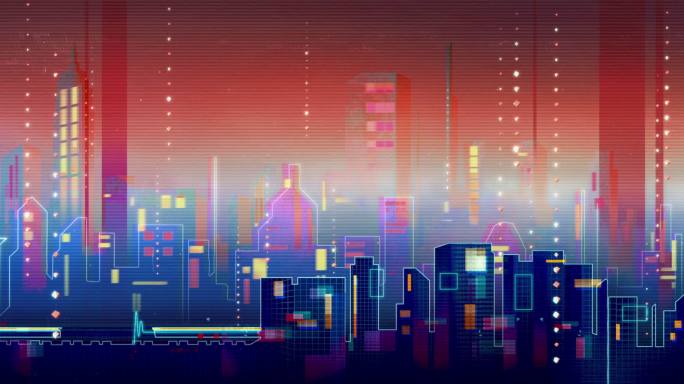 城市建筑唯美LED大屏背景动画