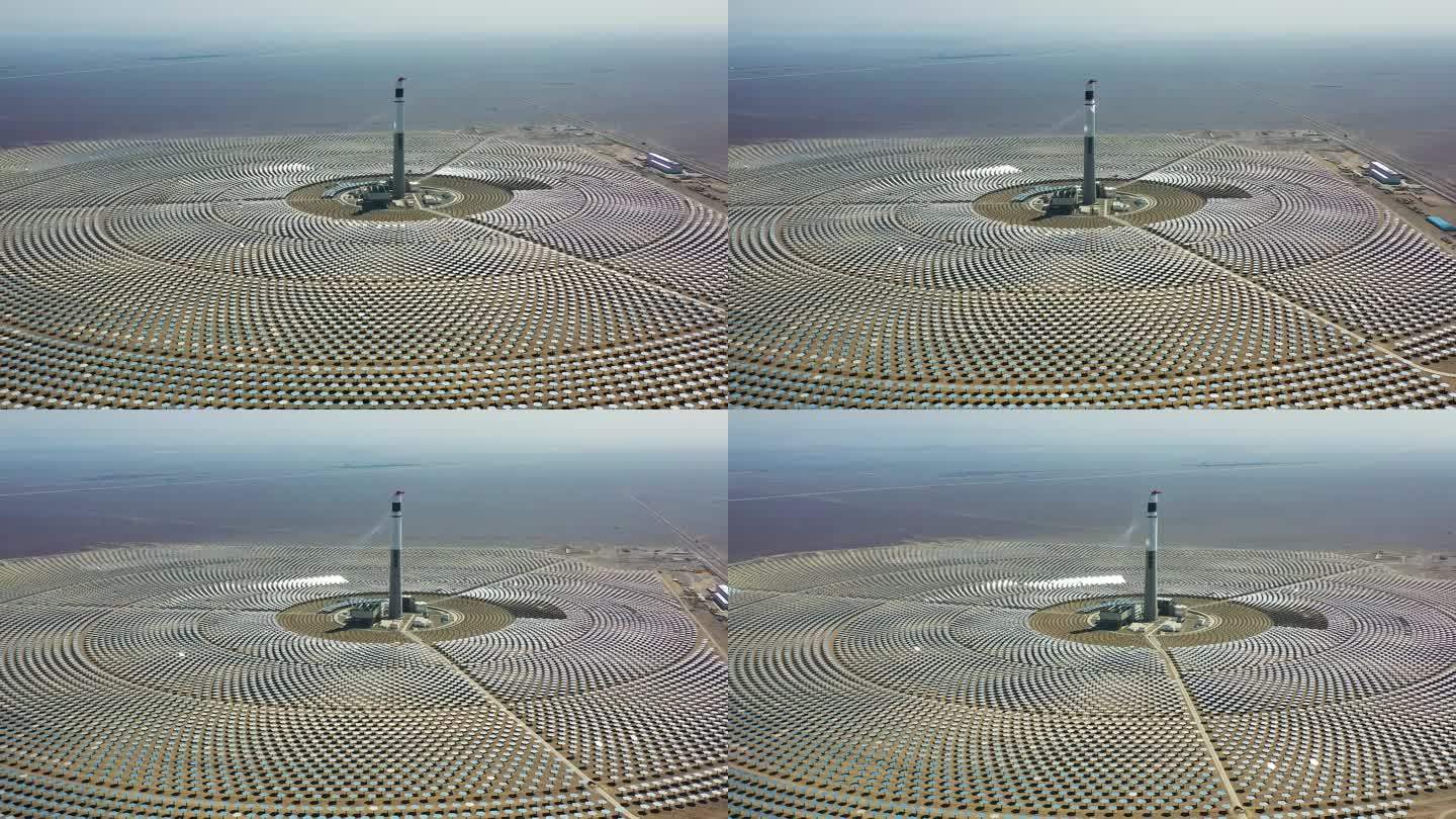 航拍：新疆哈密熔盐塔式光热发电站