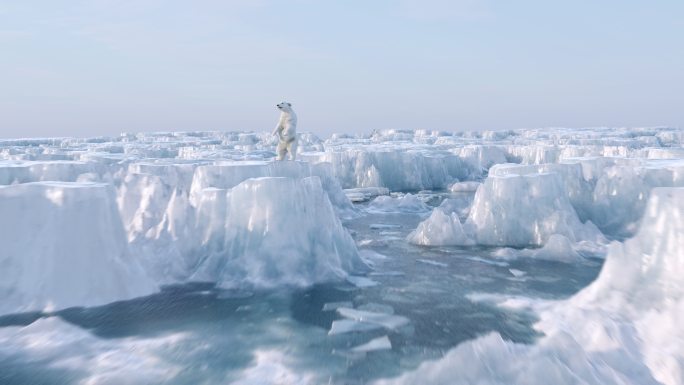 从无人机的角度看北极冰川融化