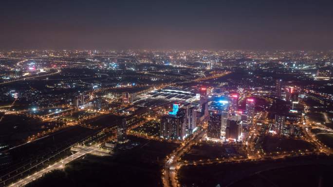 广州南站城市夜景航拍延时