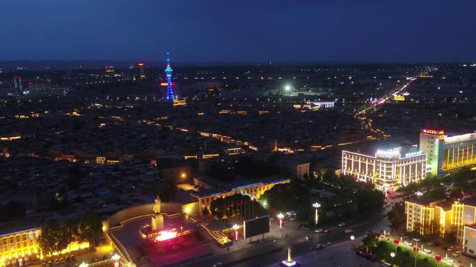 喀什夜景航拍