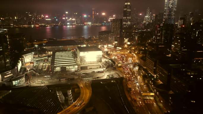 香港海底隧道夜间经济发展夜景