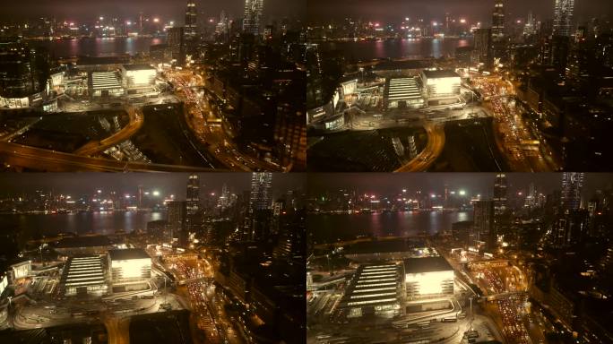香港海底隧道夜间经济发展夜景