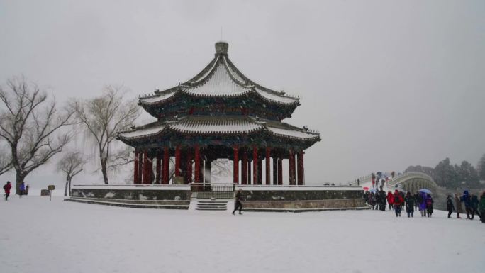 北京颐和园冬季大雪视频