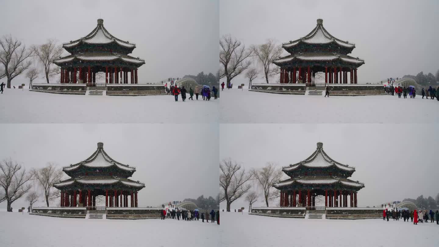 北京颐和园冬季大雪视频