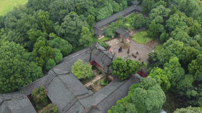 四川省德阳市罗江区白马关景区庞统祠航拍