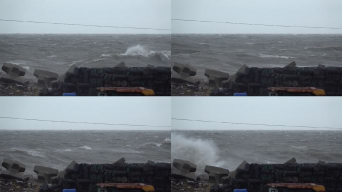 台风来了 海边大浪