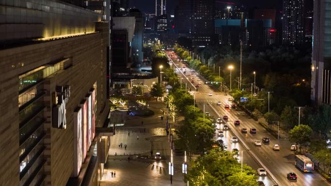 万象城青年大街下降抬头4K夜景航拍