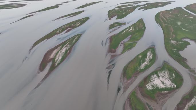 鄱阳湖枯水季自然湖滩景观航拍视频
