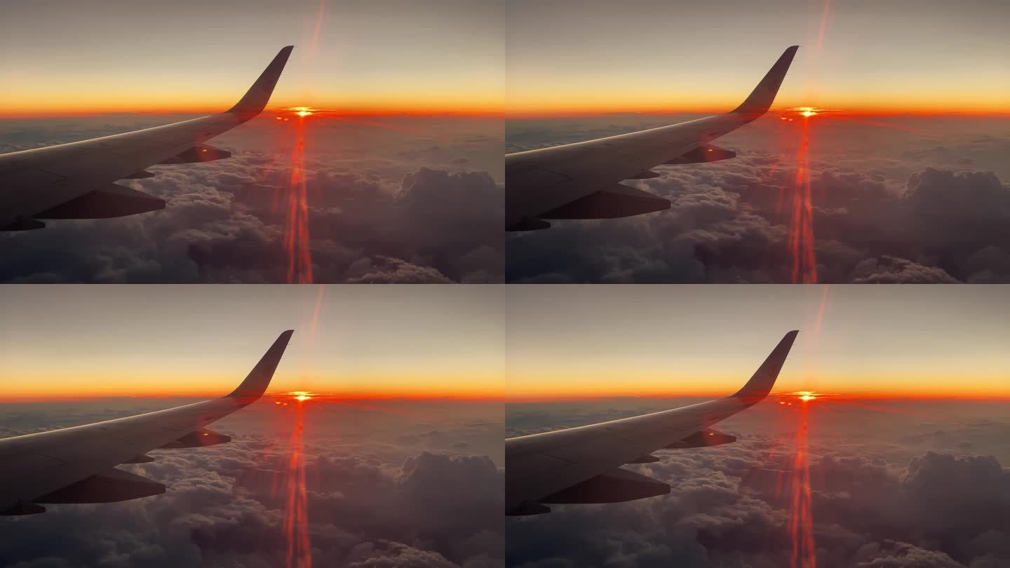 飞机上拍摄日落素材 旅行出行 游玩 美好