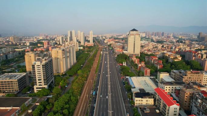 航拍厦门集美道路景观