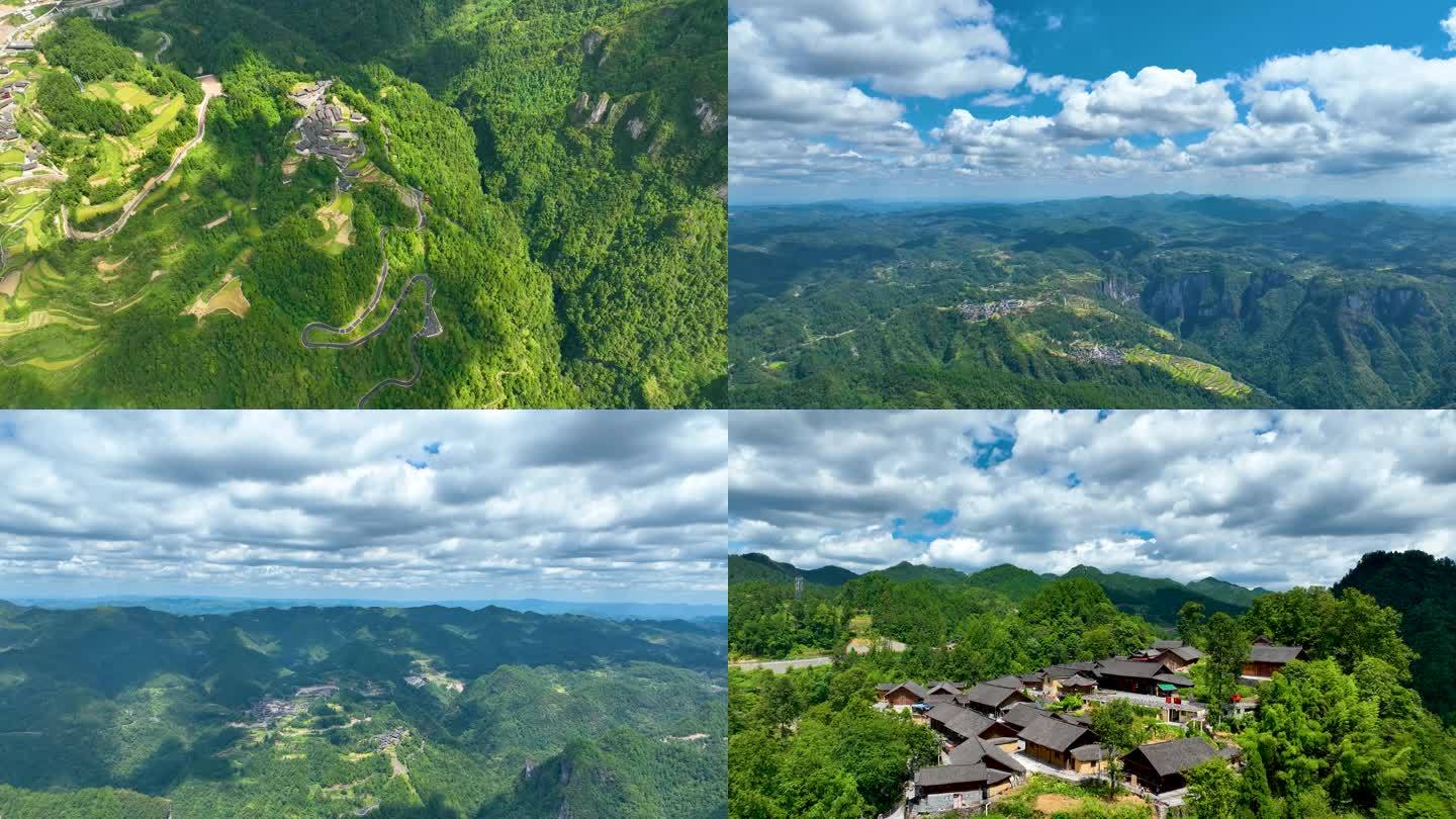 4K高空鸟瞰湘西十八洞村全貌合集