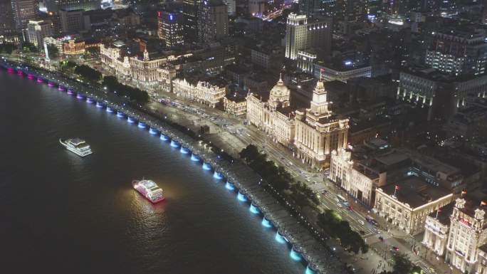 上海外滩夜景航拍