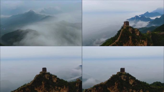 司马台长城 雨后环绕航拍