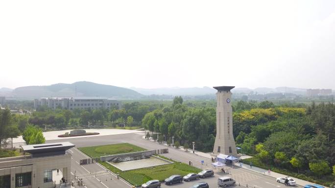 山东财经大学 大学校园航拍 图书馆航拍