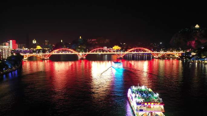 柳州夜景 百里柳江游船