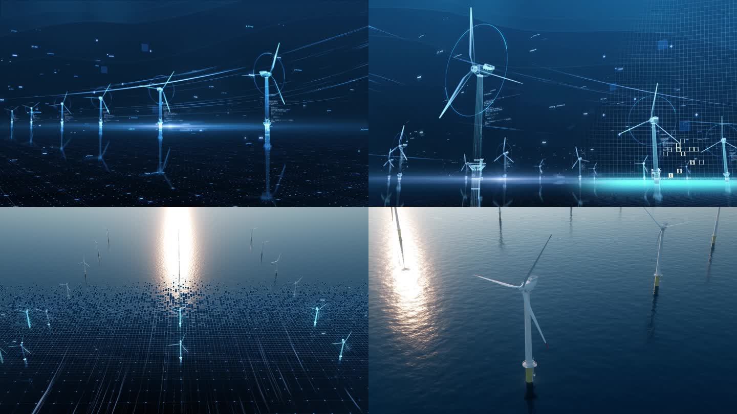 4K科技风力发电风车数字化转场