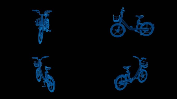 蓝色科技线条共享单车透明通道素材