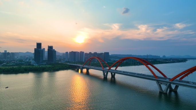 湖南长沙福元路大桥航拍4K高清视频素材