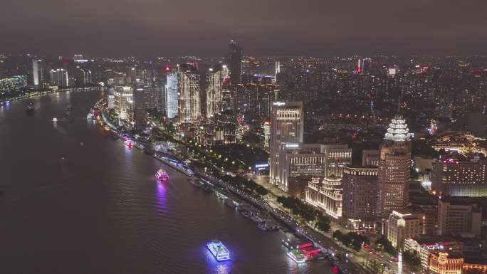 上海外滩夜景航拍