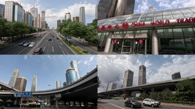 4k北京国贸建筑车流移动延时摄影