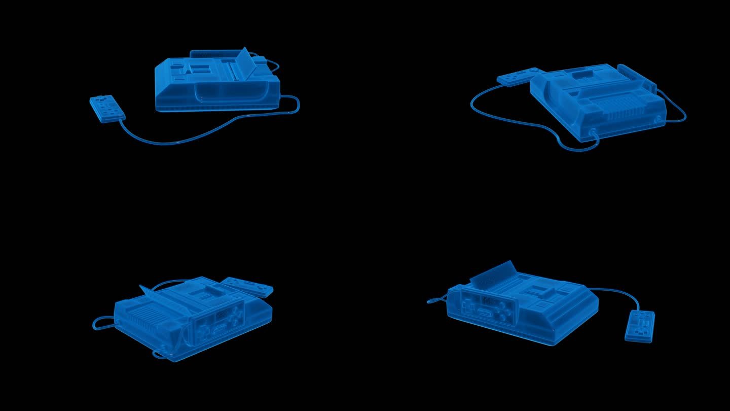 蓝色科技线条插卡游戏机透明通道素材