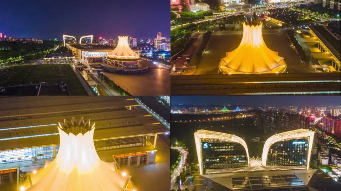 南宁市国际会展中心夜景航拍延时合集