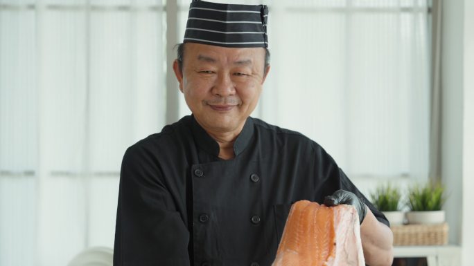 日本厨师肖像男人男性视频素材食材
