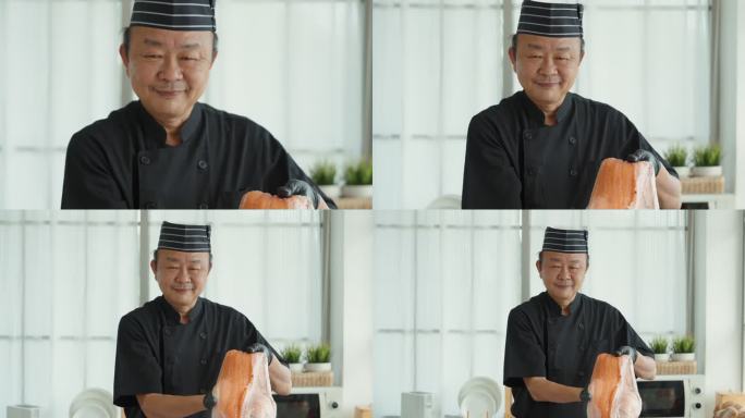 日本厨师肖像男人男性视频素材食材