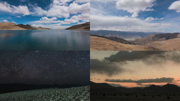 羊卓雍措湖延时和西藏高原日落星空延时