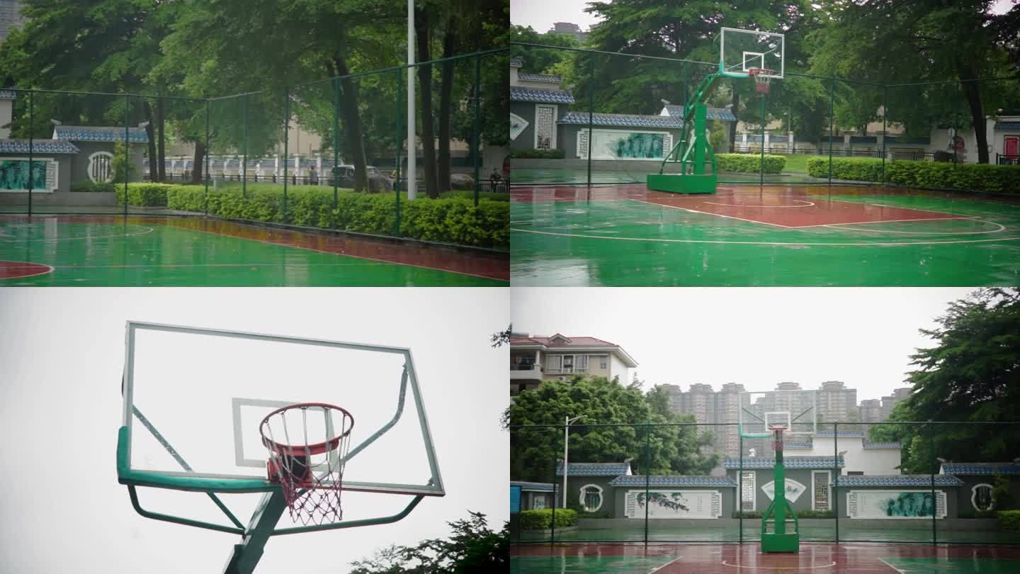 下雨天的篮球场