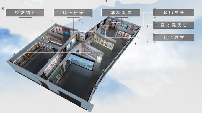 水墨风展览馆内部位置导览图