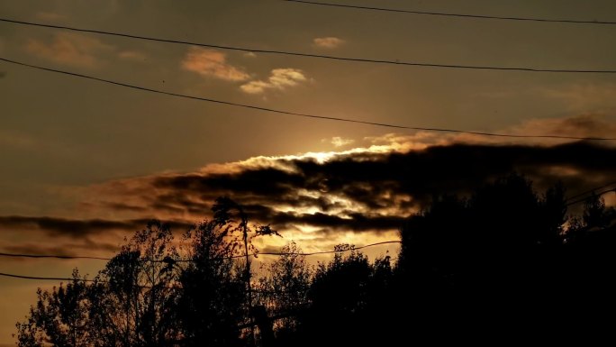 唯美乡村延时落日夕阳