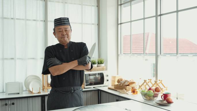 日本厨师肖像传统制作传统食品手工制作