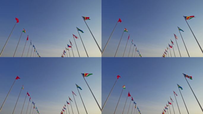 青岛奥帆中心迎风飘扬的旗帜