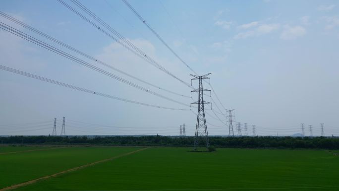 稻田电塔电线电缆工业用电南方电网
