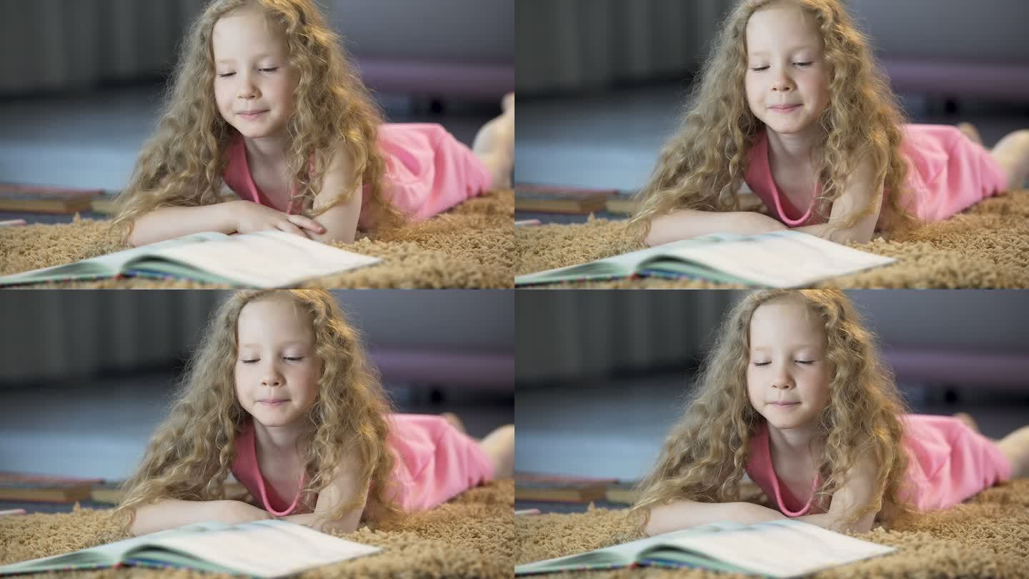 女孩阅读有趣的图书